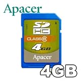 Apacer 4GB Secure Digital High Capacity (SDHC) Class 6 Memory Card - Retail Package