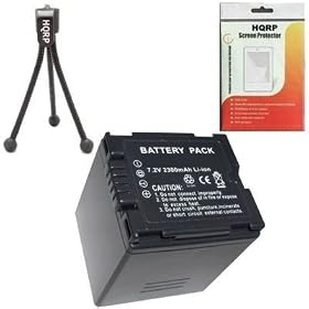 HQRP Extended Capacity Battery (Grade-A Cells) for Hitachi DZ-BX35A, DZ-BX35E, DZ-BX37E Digital DVD Camcorder plus Screen Protector & Mini Tripod