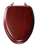 Mayfair 19602BR 178 Natural Wood Series Natural Reflections Toilet Seat with Brass Hinges, Elongated, Cherry