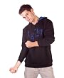 Lacoste Pullover Hooded Fleece with Chest Logo - Black Night Blue