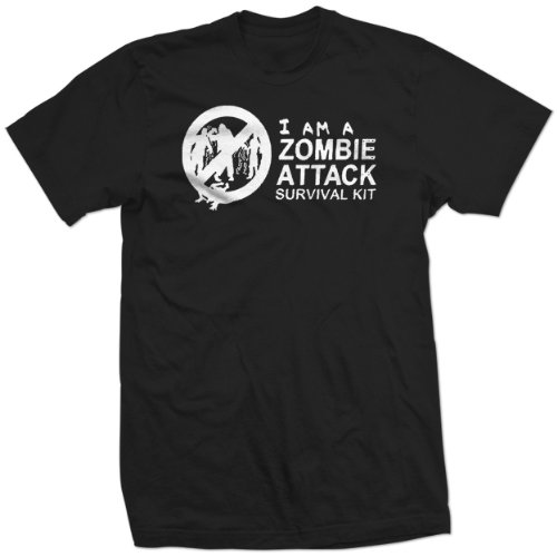 ZOMBIE ATTACK SURVIVAL KIT horror flesh funny BW SHIRT