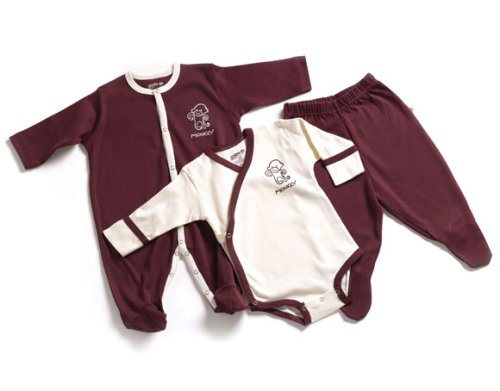 Kee-Ka Organic Newborn 3-Piece Gift Set - Monkey on Chocolate, 0-3 Months