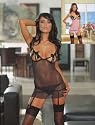 Dreamgirl Dotted Lycra Net open cup underwire sleepwear babydoll