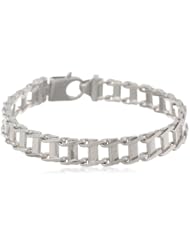 Sterling Silver Italian Rhodium Plated Railroad Bracelet