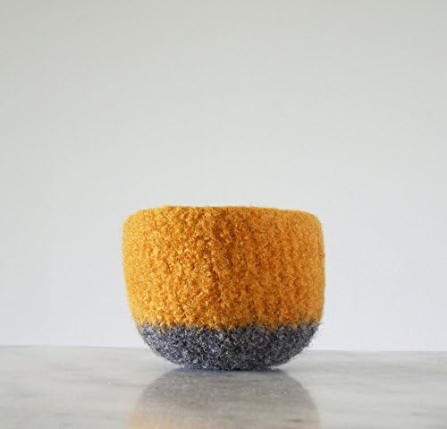 Soft felted bowl - handmade wool ring bowl in pumpkin and gunmetal grey - catch-all - small decorative bowl