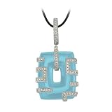14K White Gold 1/4 ct. Diamond and Reconstructed Turquoise Fashion Necklace -16''