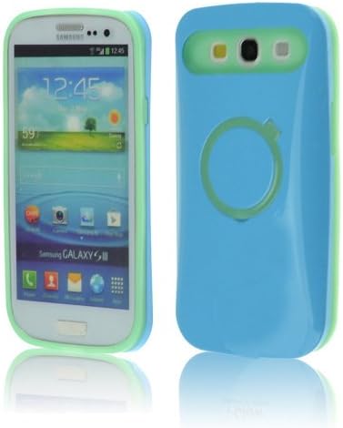Samsung Galaxy S3 I9300 Skin Shock-absorbing Case with Stand(vivid Two Tone,pastel Night Glow in the Dark)pc Silicone Back Case Cover Ring Stand for Samsung Galaxy S3 I9300-blue