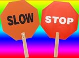 HAND HELD CROSSING GUARD STOP SLOW TRAFFIC SIGN PADDLE