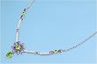 Sterling Silver Necklace - Flowers with Peridot and Amethyst CZ and 16in-18in Chain - 24mm Pendant Height