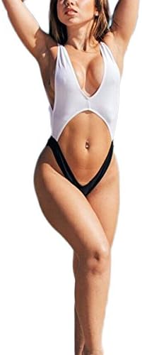 Fanala Women Backless Deep V Neck Strap One Piece Swimwear W_M
