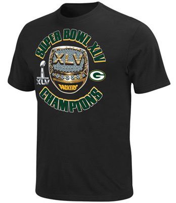 Green Bay Packers Super Bowl 45 Champs Bling Tee Shirt M