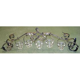 Metal Glass Standing 5 Candle Votive Tea Light Table Runner Holder