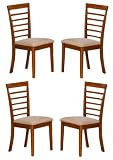 Four Oak Finish Side Dining Chairs
