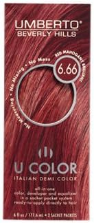 Umberto Beverly Hills U Color Hair Color - #6.66 Red Maho Brilli Kit (Pack of 6)