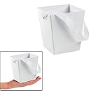WHITE CARDBOARD BUCKET WITH RIBBON HANDLE (6 PIECES)