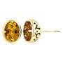 10k Yellow Gold 8x6 Oval Citrine Bezel Earrings