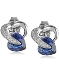 10k Gold Heart Created Precious Gemstone Diamond Earrings (1/12 cttw, I-J Color, I2-I3 Clarity)