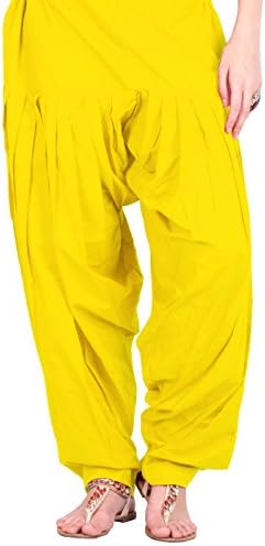 Estyle Women's Semi Patiala Bottom With Side Pockets Free Size Yellow