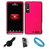 Hot Pink 2 Piece Protective Snap-On Hard Case Cover for Motorola Droid 3 Ve ....
