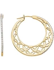 Exceptionally Detailed 1/3 Ct Diamond 14k Gold Hoop Earrings By Helios
