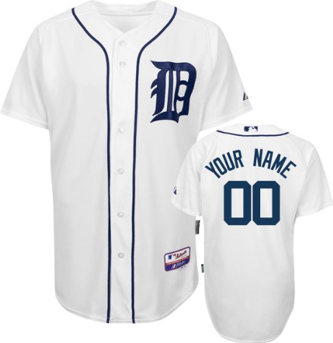 MLB Men's Detroit Tigers Authentic Coolbase Jersey Personalized (White, 44/Large)