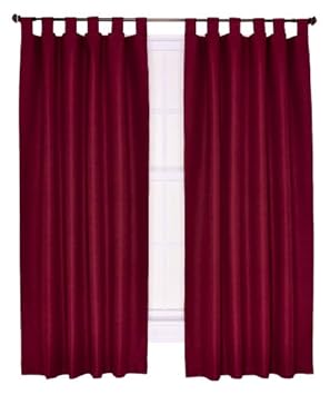 Ellis Curtain Crosby Thermal Insulated 80-by-84-Inch Tab Top Foamback Curtains, Bordeaux