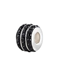 SilveRado(tm) BM007-0 Bling Triple Bling Black Bead / Charm