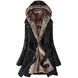 Hee Grand Women Thicken Fleece Faux Fur Warm Winter Coat Chinese M Black