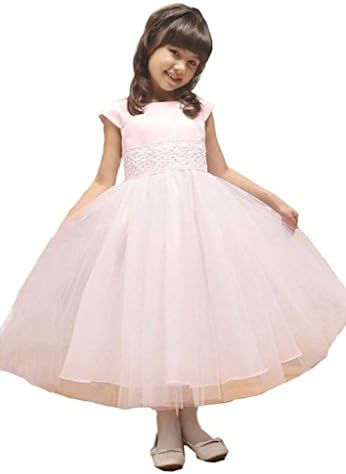 Wii888lo Elegant Angelic Princess Tulle Flower Girl Dress Pageant 2-12 (8, Pink)