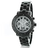 Mens Ladies Diamond Watches: Luxurman Black Diamond Watch