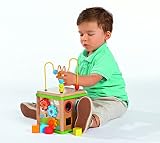 Eichhorn 100005060 - kleines Spiele Center - 15,5x15,5x29,5cm - Motorikschleife / Drehspiel / Steckspiel / Sortierspiel - inklusive 4 Steckbausteine -