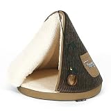 Tramps Cat Bed Teepee Tan & Chocolate Fleece Bed