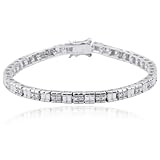 Platinum Plated Sterling Silver Genuine Diamond Accent Bracelet, 7.25"