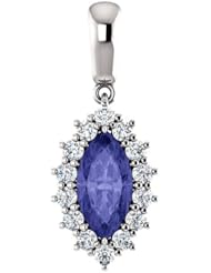 Platinum 10.00x5.00mm Marquise Cut Tanzanite and Diamond Pendant -- LIFETIME WARRANTY