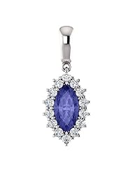 10K White Gold 10.00x5.00mm Marquise Cut Tanzanite and Diamond Pendant -- LIFETIME WARRANTY