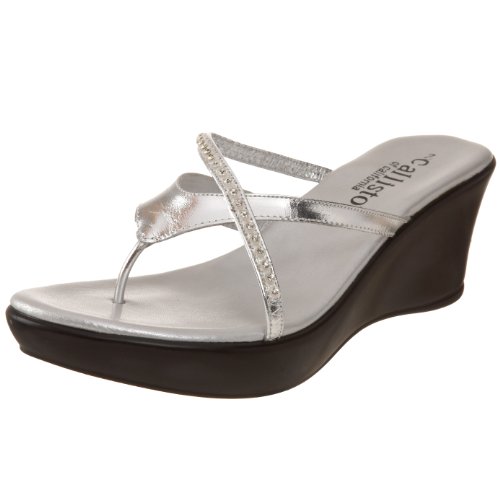 Thongs Callisto Women's Bolt Wedge Sandal,Silver,6 M US