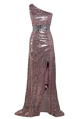 Plus Size Backless Sequined Crystal One Shoulder Sleeveless Mermaid Evening Dress/Bridesmaid Dress/Prom Dress/Party Dress  with a Brush/Sweep Train 