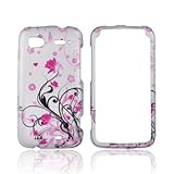 Hot Pink Flowers & Black Vines on Silver Rubberized Hard Plastic Case Cover ....