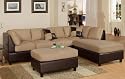 3pcs Sectional Sofa Set with Ottoman in Hazelnut Finish