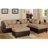 3pcs Sectional Sofa Set with Ottoman in Hazelnut Finish by visiondecor Furniture