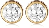 Tuscany Gold Damen-Ohrringe 375 Gelbgold 9ct Small Rubover Cubic Zirconia Stud - 1.57.9949