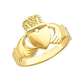 Ladies Claddagh Ring in 14K Yellow Gold, Size 7.5 by