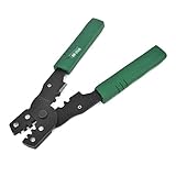 uxcell　ターミナルクリンパツール　プラスチックハンドル　ラチェット型　端子圧着　電気技師ツール　グリーン　18cm