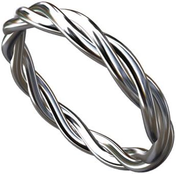 Solid 14K White Gold Triple Twisted Wire Infinity Band Ring 2.5mm Wide