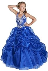 Toddler Sweetheart Sequined Crystals Lace Crystal Floor Length Organza   Ball Gown Pageant Dress/Party Dress 