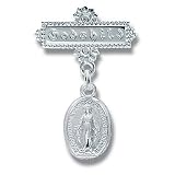 Sterling Silver Christening Baptism Baby Infant Pins Godchild Religious Mary Angel