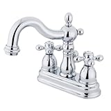 IMAGE OF Kingston Brass KB1601AX Heritage 4-Inch Centerset Lavatory Faucet with Metal Cross Handle, Polished Chrome (Not CA/VT Compliant)