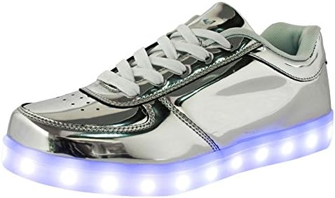 FOREST ZONE Unisex Women Men USB Charging LED Party Dancing Sneakers 11(M) US Silver