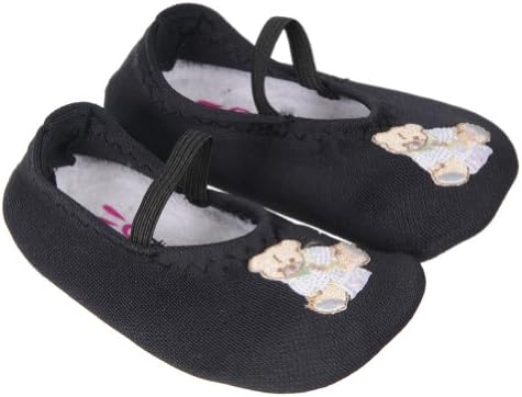 Sallazzo Baby Teddy Bear Motif Bow All Dolled Up Slipper Shoe Black Small