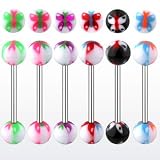 White Butterfly acrylic tongue ring